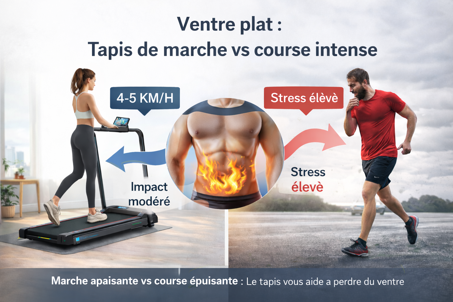 Ventre plat : Pourquoi le tapis de marche est plus efficace que la course intense ?