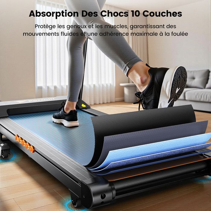 Tapis de Course Pliable Inclinable 15% jusqu'a 13,5 km/h – RunVia T03
