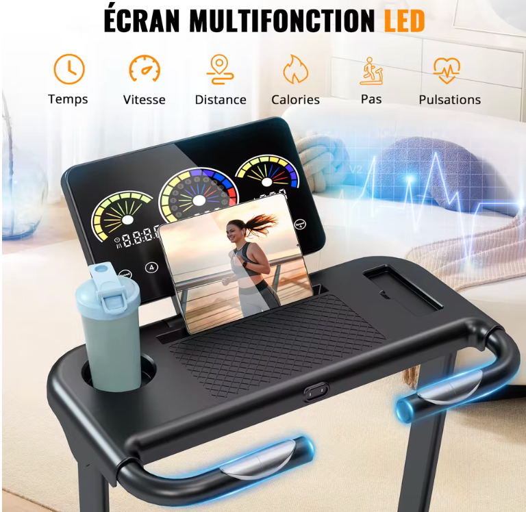 Tapis de Course Pliable Inclinable 11% jusqu'à 12 km/h – RunVia T04