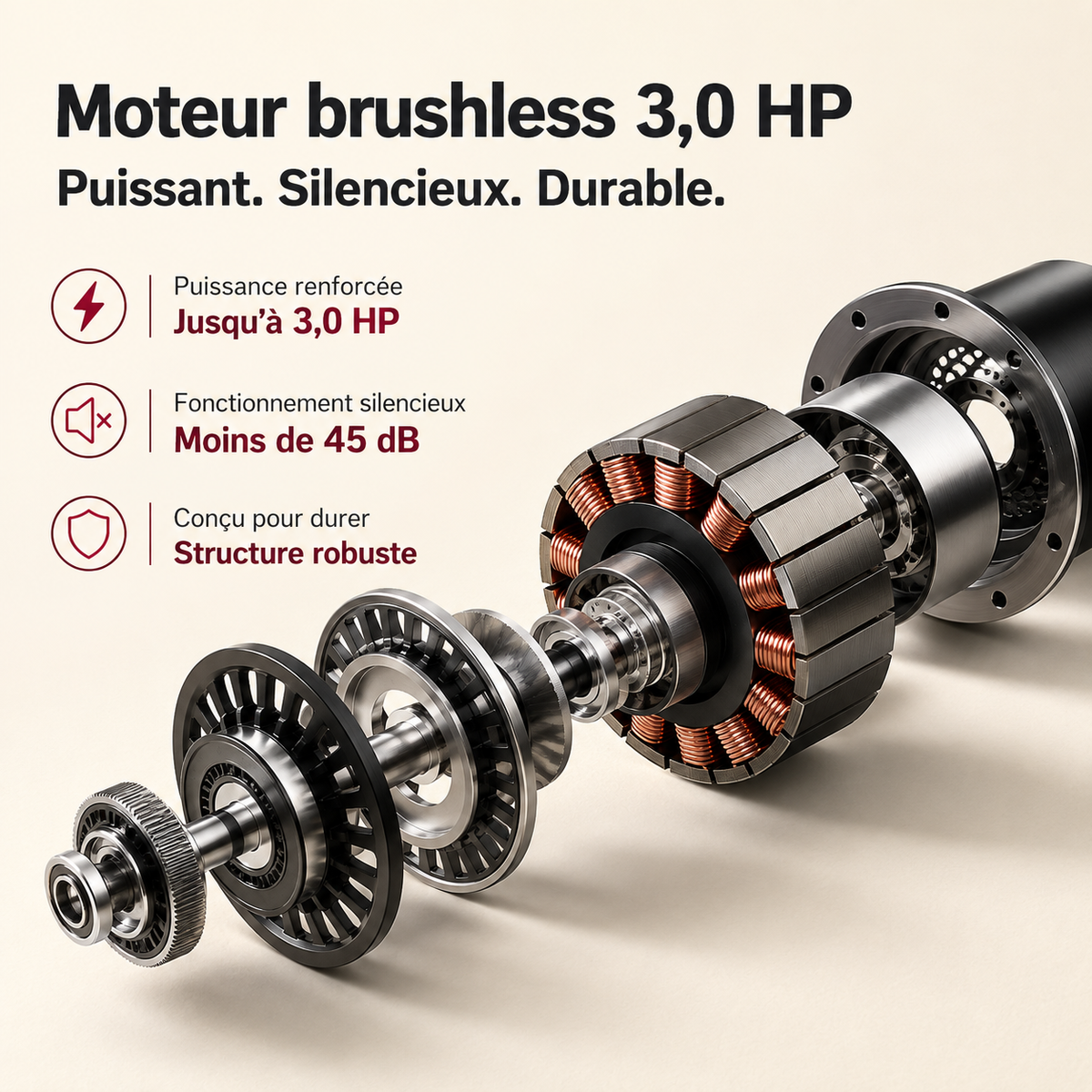 Illustration du moteur 3 CV du tapis de course pliable RunVia T08